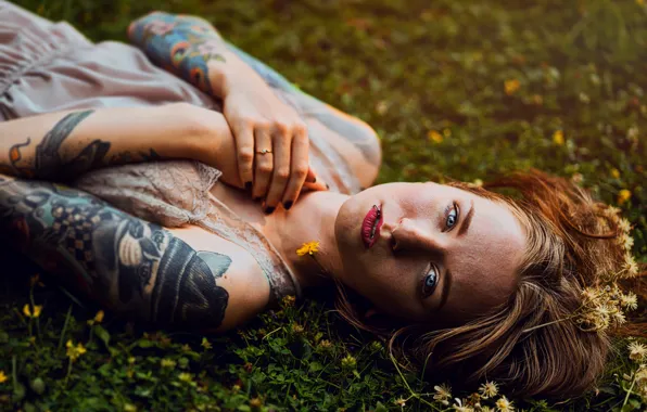 Picture look, girl, mood, tattoo