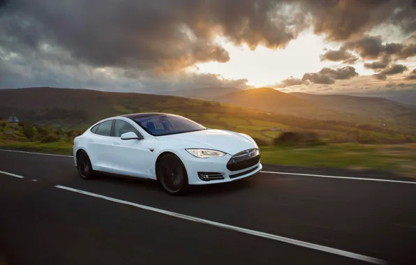 Picture white, Tesla, Model S, P85