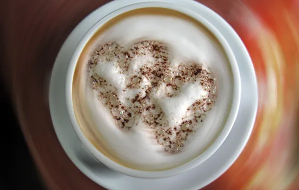 Picture heart, coffee, Love, Cup, cappuccino