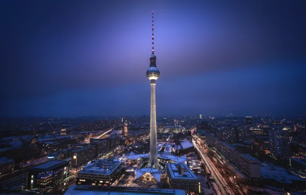 Picture tower, Germany, night, Berlin, TV tower