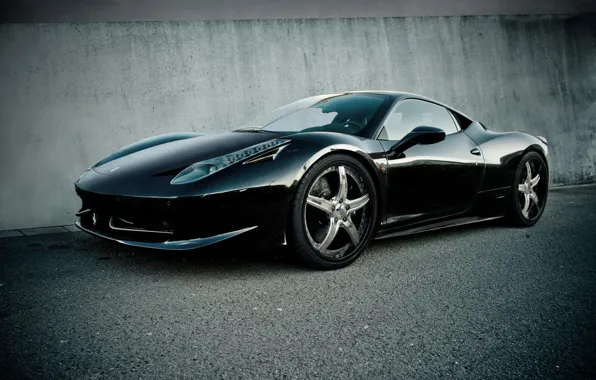 Picture wall, black, wheels, ferrari, Ferrari, drives, black, side view, Italy, 458 italia