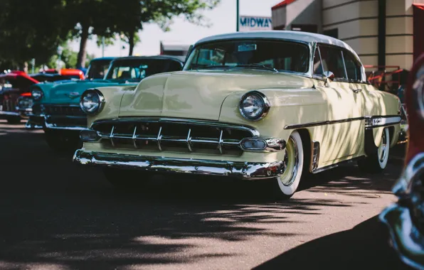 Picture retro, street, Chevrolet, classic, Bel Air, the front