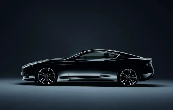 Picture Aston Martin, Auto, Vantage, Black, Machine, Coupe, Side view