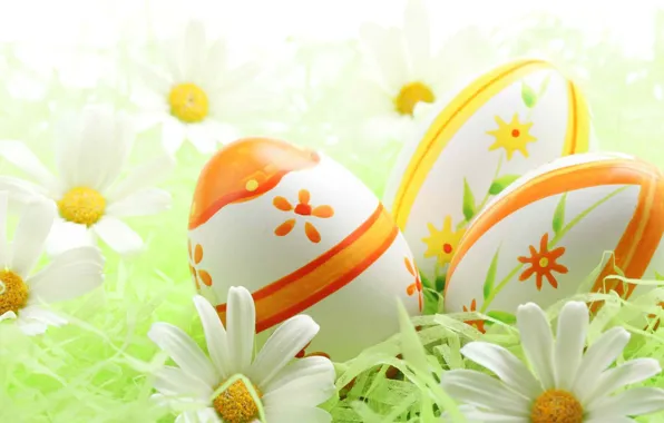 Picture paint, eggs, Easter, religion, flowers