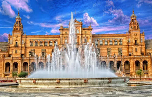 Picture the sky, fountain, Spain, Palace, Seville, Espana