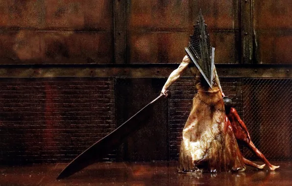 Picture blood, the victim, horror, killer, cleaver, Silent Hill, pyramid head, Silent hill