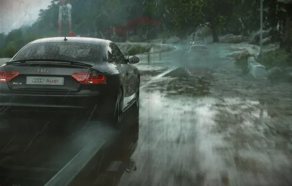 Picture Audi, Road, Machine, Rain, Car, RS 5, DriveClub