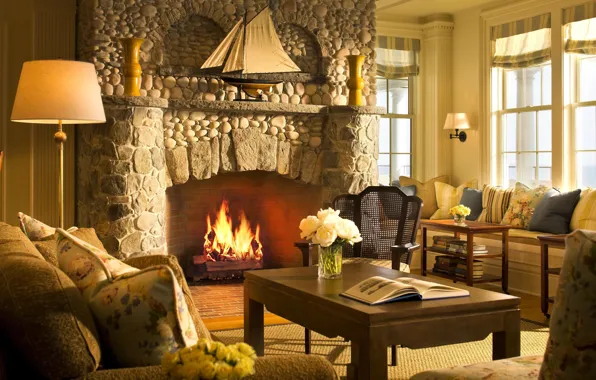 Picture design, style, room, interior, fireplace, living room
