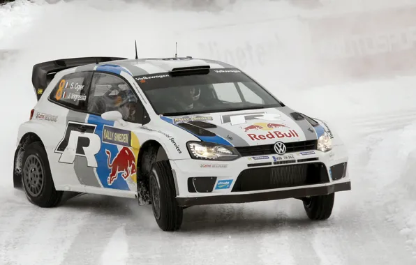 Picture Winter, Volkswagen, Machine, Turn, WRC, Rally, Polo, S. Ogier, D. Ingrassia