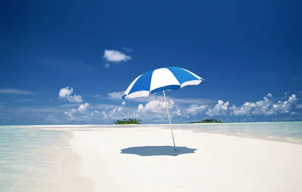 Picture sand, sea, clouds, shore, umbrella