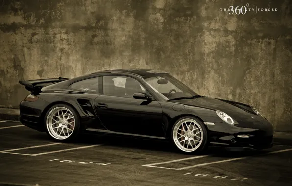 Picture black and white, 360 forged, porsche 997 tt