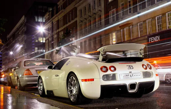 Picture night, the city, lights, excerpt, veyron, bugatti