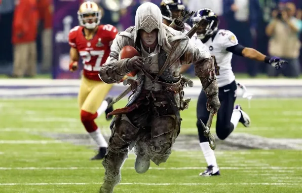 Picture field, the ball, ASSASSIN'S CREED 4 SUPER BOWL