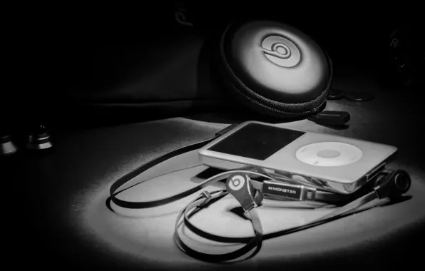 Picture apple, headphones, player, iPod, player, monster beats, earphones, ipod classic