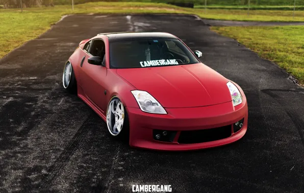 Picture nissan, red, 350z, japan, jdm, tuning, low, stance, Fairlady Z, z33