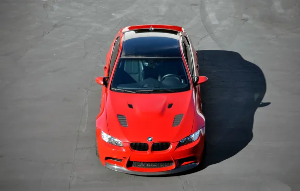 Picture asphalt, red, cracked, tuning, bmw, BMW, shadow, the hood, red, the view from the top, …