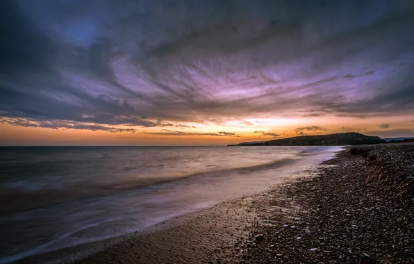 Picture beach, the sky, sunset, the ocean, shore, cyprus, Cyprus