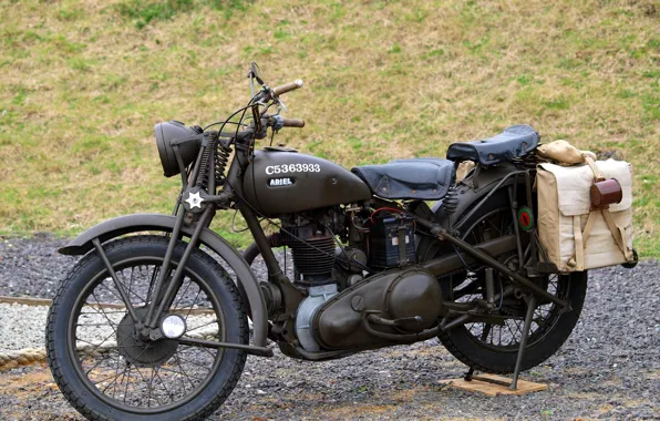 Picture motorcycle, Ariel, British, WW2, W/NG
