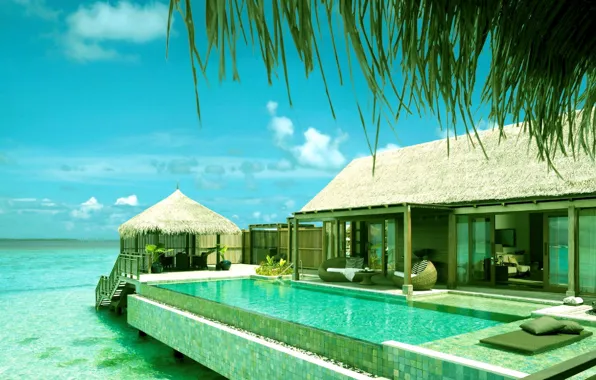 Picture the ocean, pool, The Maldives, Bungalow