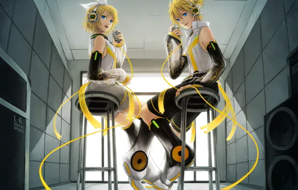 Picture music, anime, concert, microphone, len, vocaloid, Duo, kagamine rin, Rin, kagamine len, Vocaloid
