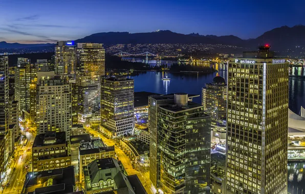 Picture light, night, the city, lights, building, home, skyscrapers, Canada, Vancouver, Canada, tall, Vancouver