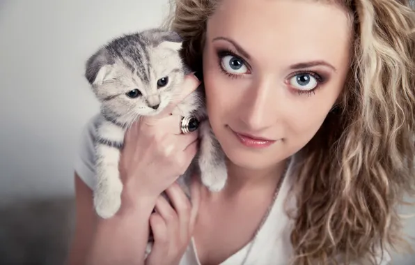 Picture girl, portrait, kitty, face