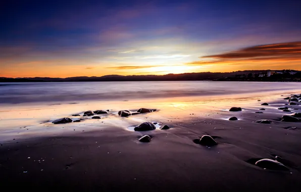 Picture sand, sea, sunset, stones, Beach