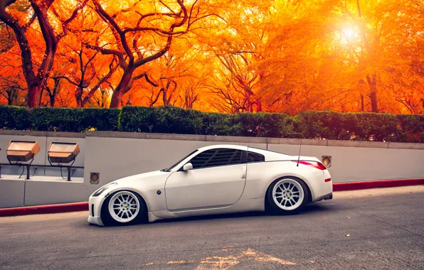 Picture white, nissan, sports car, 350z, Nissan, stance