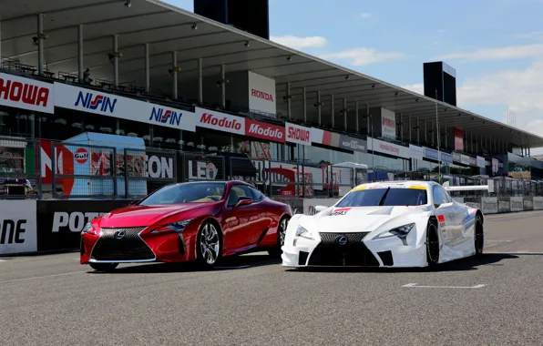 Picture auto, Lexus, red, white, cars, Lexus, two, track