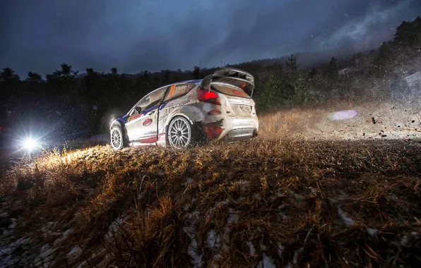 Picture Ford, The evening, Auto, Sport, Light, Race, Dirt, WRC, Rally, Rally, Fiesta