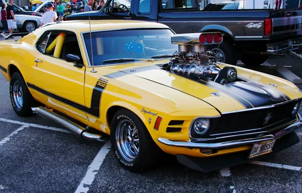 Picture yellow, Mustang, Ford, muscle car, 1970 Ford Mustang