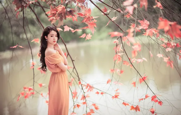 Picture girl, nature, beauty, Asian