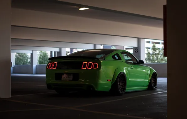 Picture Mustang, Ford, Green, Ford, Muscle, Mustang, Light, Muscle, Lights, Car, Green, RTR, Kar