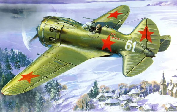 Picture figure, art, THE SOVIET AIR FORCE, I-16 type 24, ass, fighter of the sixteenth