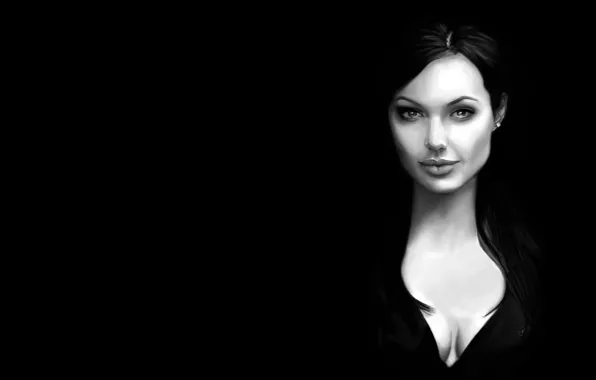 Picture girl, face, actress, Angelina Jolie, Angelina Jolie, art