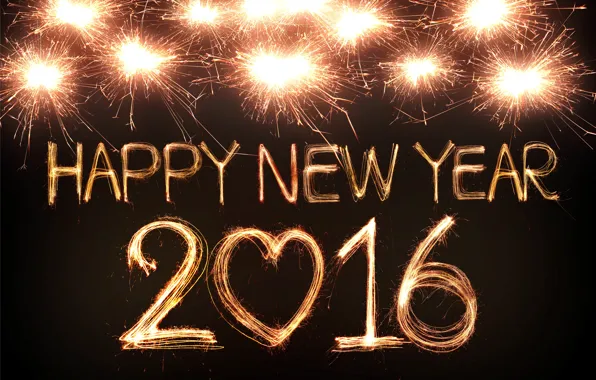 Picture lights, salute, New Year, golden, New Year, fireworks, Happy, 2016