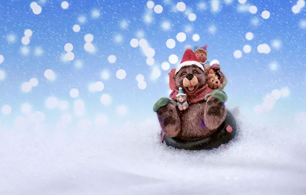 Picture snow, mouse, New Year, slide, Christmas, bear, Christmas, fun, New Year, Xmas, Merry, 2016