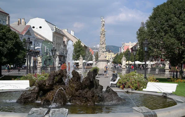 Picture Park, home, fountain, Slovakia, the plague column, Kosice