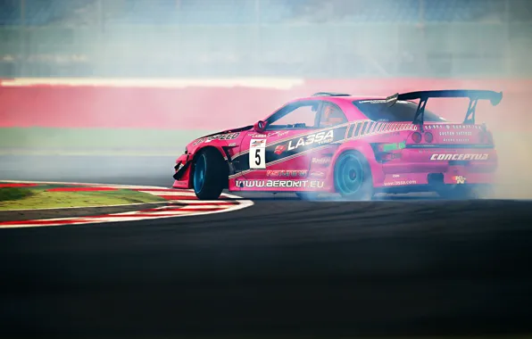 Picture GTR, Nissan, Drift, Rose, Smoke, Tuning, Competition, Sportcar