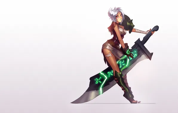 Picture girl, background, sword, art, league of legends, riven