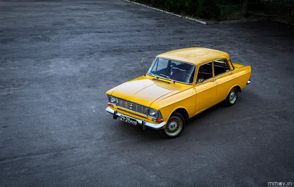 Picture machine, yellow, car, 412, Muscovite, AZLK, Mosa