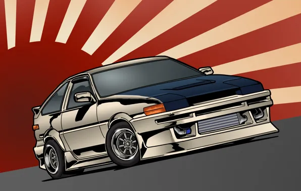 Picture Japan, art, Toyota, front, Toyota, AE86, stance, JDM, Corolla