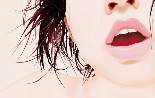 Picture hair, Vector, lips