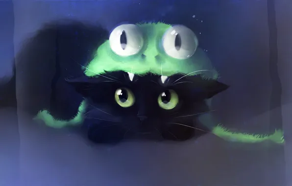 Picture cat, cat, look, kitty, hat, figure, frog, artist, apofiss, team frog