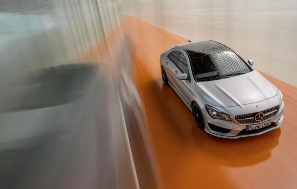 Picture Mercedes-Benz, Machine, Silver, Matt, In Motion, The view from the top, CLA Class