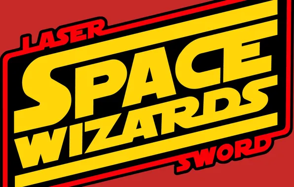 Picture red, logo, yellow, space wizards