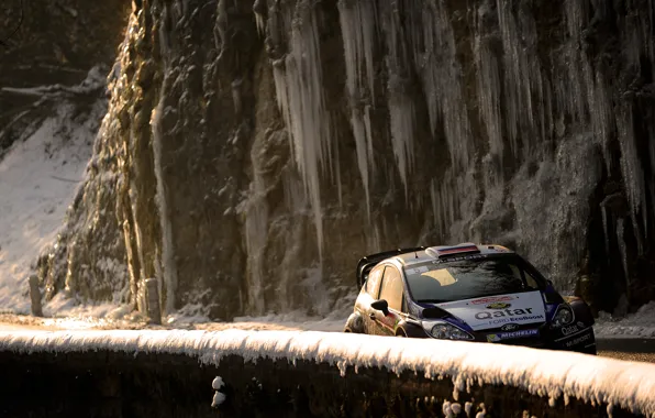 Picture road, mountains, background, race, car, WRC, Rally, Ford Fiesta, Evgeny Novikov, rally Monte Carlo