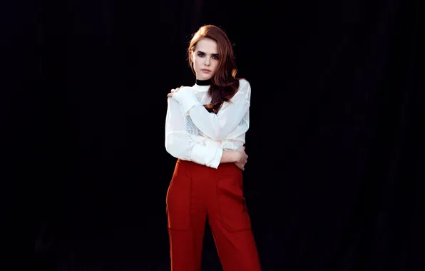 Picture background, model, figure, actress, hairstyle, blouse, brown hair, photoshoot, pants, Zoey Deutch, Zoey Deutch, Isaac …