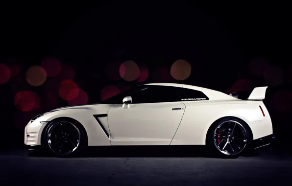 Picture white, profile, Nissan, white, GT-R, sports car, side, Nissan