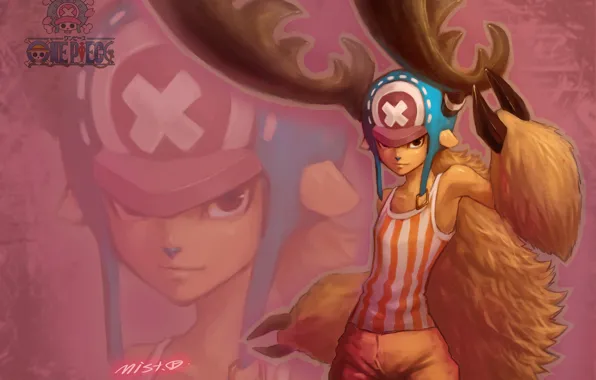 Picture hat, boy, art, horns, One Piece, fawn, adorable, Tony Tony Chopper